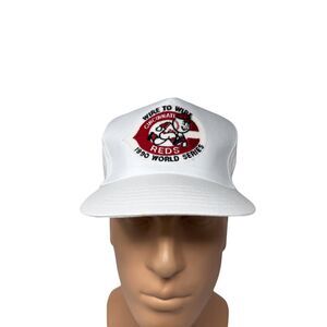 Vintage 1990 MLB Baseball World Series Snapback Cap Trucker Cincinnati Reds Hat